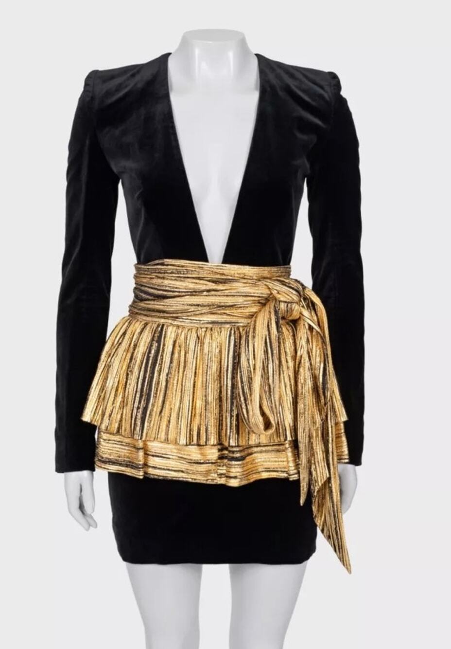 NWOT Alexandre Vauthier Gold Peplum Dress Sz.36